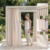 ROOM99 Tenda per esterni con nastro arricciato, 155 x 220 cm di larghezza x altezza, per esterni, resistente alle intemperie, impermeabile, protezione solare, da giardino, antivento, crema chiara, 1