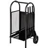 tectake® Carrello Portalegna con Ruote, Portalegna da interno con Struttura Stabile e Griglia, Attrezzi per Camino Inclusi (Paletta, Scopino, Attizzatoio), Design Elegante per Soggiorno - Nero