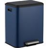 Relaxdays Cestino dei rifiuti 2 x 15 litri, cestino da cucina con secchielli interni estraibili, chiusura automatica e pedale, blu