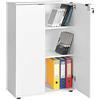 BAKAJI Armadio Archivio documenti 2 ante, Mobile Mobiletto Di Ufficio Modulo Scaffale 3 Ripiani, per Casa, Ufficio, Studio, porta Carte, Portadocumenti Con Chiave Chiusura a Serratura (Bianco)