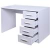 BAKAJI Scrivania con Cassettiera 4 Cassetti Tavolo da Lavoro Porta Pc Computer in Legno MDF Arredamento Casa Ufficio Cameretta Design Moderno Dimensione 110 x 56 x 73 cm (Bianco)