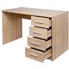 BAKAJI Scrivania con Cassettiera 4 Cassetti Tavolo da Lavoro Porta Pc Computer in Legno MDF Arredamento Casa Ufficio Cameretta Design Moderno Dimensione 110 x 56 x 73 cm (Quercia)