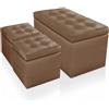 Menzzo Contemporain Panky Cassapanca con 2 Pouf, Legno, 85 x 44 x 45 cm Contemporaneo Marrone