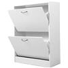 BAKAJI Scarpiera Portascarpe In Legno Melaminico Con 2 Ante a Ribalta E Doppia Profondita' Dimensioni 60x24x83,5cm (Bianco)