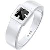 Kuzzoi Anello da uomo con sigillo con pietra preziosa in onice, argento Sterling 925 lucidato, anello in argento massiccio con pietra preziosa (5 mm) nero, misura: 60-66, 0612661721, 62, Gemma, Onice