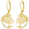 Aniu Orecchini Albero della Vita Oro Albero della Vita Orecchini Argento Sterling 925 Orecchini Pendenti Albero della Vita Donna con Zirconia Cubica Gioielli Albero della Vita per Donna