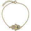 Bling Jewelry Talismano Amuleto Turco Delicato Malocchio Hamsa Bracciale Charm Mano Per Donne Adolescenti Cubic Zirconia CZ 14K Placcato Oro .925 Argento 7 8 Pollici Estensione Regolabile