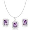Crystalline Azuria Donna 18ct Placcato Oro Bianco Parure con Viola Cristalli di Zirconi Collana con Ciondolo 45 cm Orecchini a Lobo