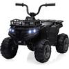 GarveeHome Quad Elettrico Bambino 12 v, Auto Elettrica per Bambino, 2 Velocità, 4 Ruote, LED, Musica, 2-5 Anni, Nero