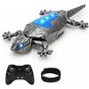 AURIVEE® Lucertola Telecomandata che Si Arrampica, Lucertola RC 2.4G con Luci LED, Argento - Giocattolo Animale Interattivo per Bambini 4+, Si Arrampica su Muri e Pavimenti