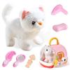 Ruioomeep Gatto di peluche interattivo, animale domestico elettronico, corsa, abbaia, coda di coda, peluche, regalo per ragazze dai 3 anni in su