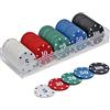 KAYSENSUK Chip da Poker in plastica 100 Chip da Poker Set con Scatola di immagazzinaggio, Chip di Stile del Casinò Stampato denominazione per Le Notti di Gioco in casa del Texas, Notti di Poker