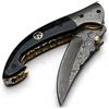 DAMASCO LAME E COLTELLI 8736 Coltello tascabile in acciaio damasco fatto a mano con fodero legale per trasportare meno di 7 cm Lama