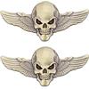 SgW 2PCS Cranio alato Skull Emblema Etichettatura Materiale metallico resistente alla pioggia è applicabile al bagagliaio del camioncino auto(rame)