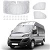 luolety Coprifari interni termici per Fiat Ducato X250/290 e Peugeot Boxer 2006-2025, set di 3 tende parasole impermeabili e anti-UV pieghevoli per il parabrezza anteriore, per oscuramento interno e privacy