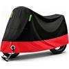Henjunu Telo Moto per Esterno Impermeabile,245 cm x 105cm)(Nero Rosso) | Copri moto da esterno,Telo Coprimoto da Esterno,Telo copri scooter,Per Moto Motorino Motocicletta Scooter