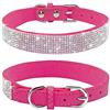 Haoyueer, Collare con strass per cani, grazioso e scintillante, in morbida pelle scamosciata, con diamanti finti, per animali domestici, gatti e cuccioli (S, Rosa intenso)