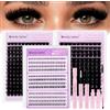 WENDY LASHES Kit Ciglia Finte 150D+200D+3Stili Ciglia Inferiori MIX 10-18mm D Curl Individuali Effetto Naturale Piumoso, Bond & Seal e Spazzolino Inclusi - DIY Estensioni Ciglia per Principianti(150D+200D Kit)