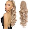 YEESHEDO Extension per capelli a coda di cavallo, con coulisse, ondulate lunghe, bionde, in platino, parrucca naturale afro riccia per treccia