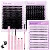 WENDY LASHES Kit Ciglia Finte 100D+200D+3Stili Ciglia Inferiori MIX 10-18mm D Curl Individuali Effetto Naturale Piumoso, Bond & Seal e Spazzolino Inclusi - DIY Estensioni Ciglia per Principianti(100D+200D Kit)