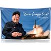 LUIVU Bandiera in 100% poliestere leggero, con scritta Live Love Laugh Kim Jong con quattro occhielli in ottone, divertenti e alla moda, per decorare la stanza dei ragazzi, bandiere per interni ed