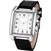 JewelryWe Orologio da Uomo in Pelle, Quadrato al Quarzo Analogico, Rettangolare, Vintage, Nero