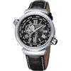SURVAN WatchDesigner Orologio Automatico Meccanico da Uomo Scheletrato con Specchio in Cristallo di Zaffiro con Cassa Acciaio Placcata oro 18K con Cinturino in Pelle Vera(Argento)