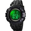 TONSHEN Sportivo Orologio Uomo 50M Impermeabile LED Elettronico Digitale Allarme Cronometro Orologi da Polso (Nero)