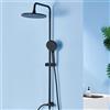 Auralum Colonna Doccia senza Miscelatore, Set Doccia con 25cm Soffione Doccia e Doccetta 4 Getti, Asta Doccia Adattarsi ai Fori Esistenti, Saliscendi Doccia Acciaio Inox Regolabile, Nero