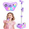 Dislocati Microfono Karaoke per Bambini con Supporto, 2 Microfoni Wireless, Luci Colorate, Regalo Natale per Bambini 3 4 5 6 7 8 Anni, Altezza Regolabile 47-108 cm, Bluetooth, USB, AUX, TF Card