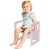 FUNLIO Sedia per lo svezzamento Montessori regolabile in altezza per età 1-3, sedia in legno massiccio di qualità, per mangiare/leggere/giocare, mobili Montessori con certificazione CPC - Rosa