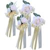 WhaleO 4 Pezzi Coccarde Matrimonio Auto Allestimento Macchina Sposa Fiocco Maniglia Porta Macchina Sposa Decorazioni Auto Matrimonio Fiocchi Auto Matrimonio per Festa di Nozze