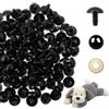 Skrfren 40 occhi per bambole di sicurezza per animali all'uncinetto, 15 mm, in plastica, colore nero, per fai da te, con rondelle per orsacchiotti fai da te