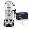 De'Longhi Dedica EC685.W Macchina da Caffè Espresso Manuale e Cappuccino + 2 bicchieri espresso, Caffè in Polvere o in Cialde E.S.E., 1350 W, Bianco