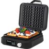 CAMRY Waffle belga - Piastra doppia per waffle con display LCD, 2200 W, 6 livelli di doratura, rivestimento antiaderente, piastre riscaldanti extra profonde 17 x 9 x 2 cm