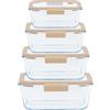 Pebbly - Kit per sigillatura sottovuoto (4 contenitori in vetro + 1 pompa per vuoto) - Set da 4