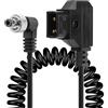 CERRXIAN D-Tap su cavo a spirale DC 12 V bloccabile, ad angolo retto, ricambio D-Tap su cavo jack DC5525 da 12 V per Anton Bauer, KIPRO LCD, Black Magic ecc.