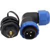 HangTon Connect HangTon SD20 - Connettore a 3 pin a disconnessione rapida, impermeabile, IP68, ad angolo retto, presa per montaggio a pannello, potenza 25 A, cavo 14 AWG