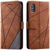 SONWO Cover per iPhone X/iPhone XS, Flip Caso in PU Pelle Case Cover Portafoglio Custodia per iPhone X/iPhone XS, [Kickstand] [Slot per Schede], Marrone