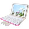 CCYLEZ Tastiera Bluetooth multi-dispositivo, tastiera tablet da 10 pollici con custodia in pelle PU, portata wireless 10 m, tastiera wireless Bluetooth universale per Android, per IOS, per .(Rosa)