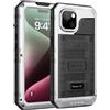Beeasy Cover per iPhone 15 IP68 Impermeabile Custodia Militare Antiurto Resistente 360° Metallo Armor Protezione Schermo Integrata Rugged Robusta Indistruttibile Subacquea Antipolvere Argento