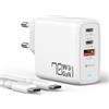 AVUMDA 70W Caricatore USB C Multiplo: 3 Porte PD3.0 Alimentatore USB C GaN Tech Compatibile con MacBook Pro/Air,iPad Pro,iPhone 14/15,Galaxy S23/S22/S21,Steam Deck,Caricabatterie Rapido con 1.8M Cavo