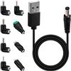 Vakler Cavo di alimentazione universale da 5 V USB a DC, 5,5 mm x 2,1 mm con 8 connettori jack (5,5 x 2,5, 4,8 x 1,7, 4,0 x 1,7, 3,5 x 1,35, 2,5 x 0,7 Micro USB, Type-C, connettore LED) per micro tablet