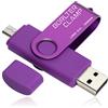 BORLTER CLAMP 128GB Chiavetta USB 3.0, 2 in 1 Pen Drive (Micro USB e USB 3.0) OTG Memoria Flash, USB Flash Drive Girevole per Android Smartphone/Tablet/Computer (Porpora)