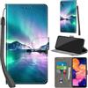 PHINIENLAND Cover per Samsung Galaxy A10 custodia portafoglio Aurora | 3 scomparti carte, 1 tasca banconote, Chiusura magnetica, Supporto, Pelle PU flip cover per Samsung A10