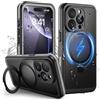 Wusbulk Cover per iPhone 16 Pro Impermeabile con Supporto Magnetico, 360° Completa Protezione, IP68 Waterproof Case con Magsafe, Subacquea Antipolvere Antiurto Custodia per iPhone 16 Pro, Nero