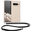 kwmobile Custodia Compatibile con Google Pixel 7 Pro Cover - Back Case in Silicone TPU - Protezione Smartphone con Cordino - crema