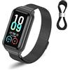 SeNool Cinturino Compatibile con Amazfit Band 7, [Resistente Corrosione] [Impermeabile] Braccialetto Acciaio Inossidabile Magnetico Metallo Compatibile con Amazfit Band 7 - Nero