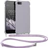 kwmobile Custodia Compatibile con Apple iPhone SE (2020/2022) / 8/7 Cover - Back Case in Silicone TPU - Protezione Smartphone con Cordino - nuvola viola