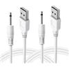 Ermenlifiqq 2 pezzi Cavo di ricarica USB a DC 2,5 mm per dispositivi 5 V con connettore rotondo, per massaggiatore e dispositivi a vibrazione/portatili, cavo di ricambio casa ufficio viaggio